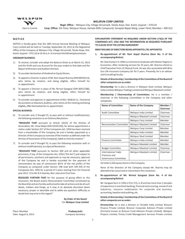 Welspun Corp Limited Notice