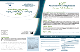 2007 Advances in Pharmacy Practice Annual Fall Conference - Registration Form Registration - Conference Fall Annual Practice Pharmacy in Advances 2007