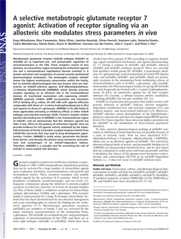 A Selective Metabotropic Glutamate Receptor 7 Agonist: Activation of Receptor Signaling Via an Allosteric Site Modulates Stress Parameters in Vivo