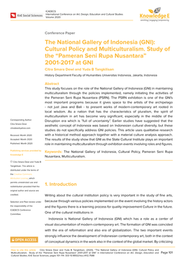 The National Gallery of Indonesia (GNI): Cultural Policy and Multiculturalism