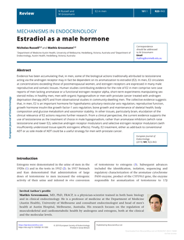 Estradiol As a Male Hormone