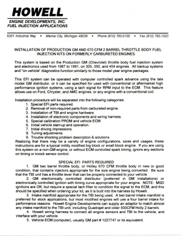 Production Gm and 670 Cfm 2 Barrel Throttle Body Fuel Injection Kits on Formerly Carbureted Engines