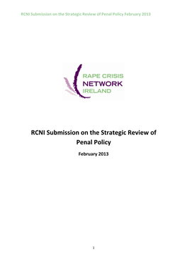 RCNI Submission on the Strategic Review of Penal Policy February 2013