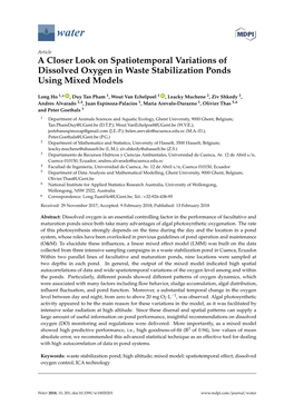 A Closer Look on Spatiotemporal Variations of Dissolved Oxygen in Waste Stabilization Ponds Using Mixed Models