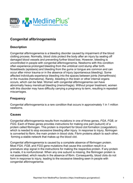 Congenital Afibrinogenemia