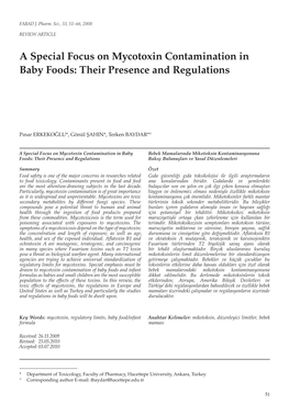A Special Focus on Mycotoxin Contamination in Baby Foods: Their Presence and Regulations