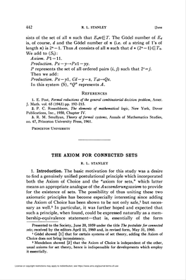 The Axiom for Connected Sets