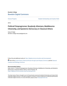 Busybody Athenians, Meddlesome Citizenship, and Epistemic Democracy in Classical Athens