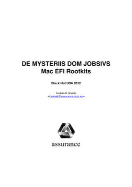 DE MYSTERIIS DOM JOBSIVS: Mac EFI Rootkits