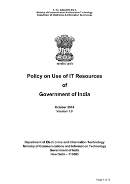 Policy on Use of IT Resources of Government of India