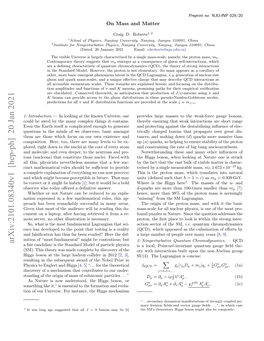 Arxiv:2101.08340V1 [Hep-Ph] 20 Jan 2021 a Fair Candidate Is the Standard Model of Particle Physics Is a Local, Poincar´E-Invariant Quantum Gauge ﬁeld The- (SM)