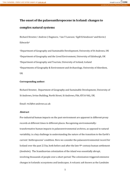 The Onset of the Palaeoanthropocene in Iceland: Changes to Complex