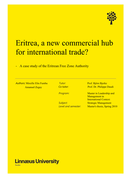 Eritrea, a New Commercial Hub for International Trade?