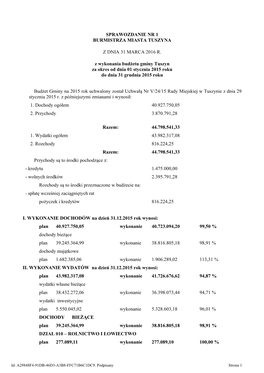 Sprawozdanie Nr 1 Z Dnia 31 Marca 2016 R