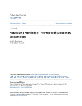 The Project of Evolutionary Epistemology