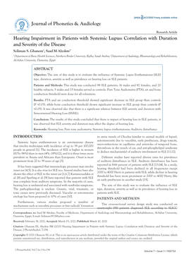 Hearing Impairment in Patients with Systemic Lupus: Correlation with Duration and Severity of the Disease Soliman S