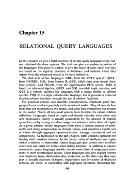 Maier, Chapter 15: Relational Query Languages