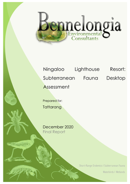 Ningaloo Lighthouse Resort: Subterranean Fauna Desktop Assessment