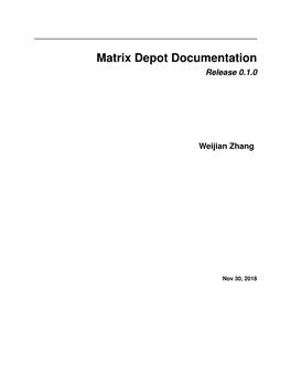 Matrix Depot Documentation Release 0.1.0