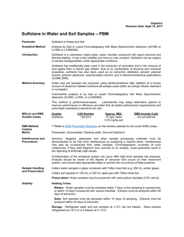 Sulfolane in Water and Soil Samples – PBM