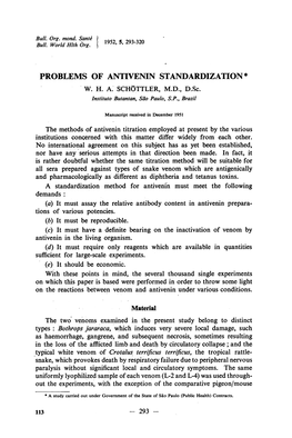 Problems of Antivenin Standardization* W