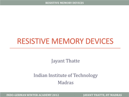 Resistive Memory Devices