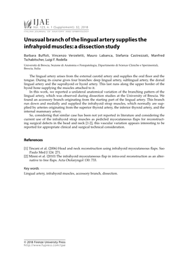 Unusual Branch of the Lingual Artery Supplies the Infrahyoid Muscles: a Dissection Study