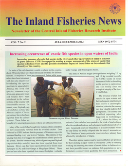 The Inland Fisheries News Newsletter of the Central Inland Fisheries Research Institute
