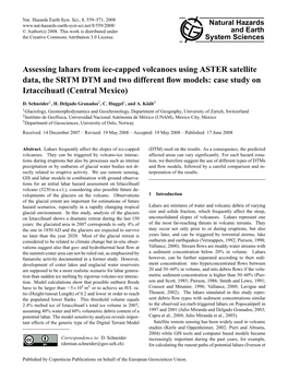 Assessing Lahars from Ice-Capped Volcanoes Using ASTER Satellite Data, the SRTM DTM and Two Different Flow Models: Case Study On