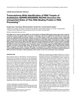 Transcriptome-Wide Identification of RNA Targets of Arabidopsis
