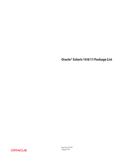 Oracle Solaris 10 811 Package List