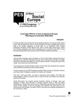 Report of Activities of the PES 2004-2006