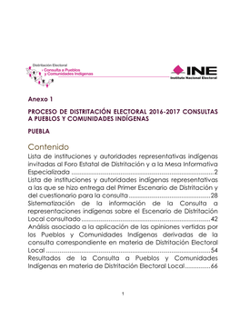 Contenido Lista De Instituciones Y Autoridades Representativas Indígenas Invitadas Al Foro Estatal De Distritación Y a La Mesa Informativa Especializada