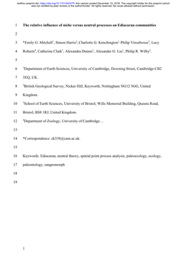 The Relative Influence of Niche Versus Neutral Processes on Ediacaran Communities