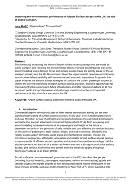 Improving the Environmental Performance of Airport Surface Access in the UK: the Role of Public Transport