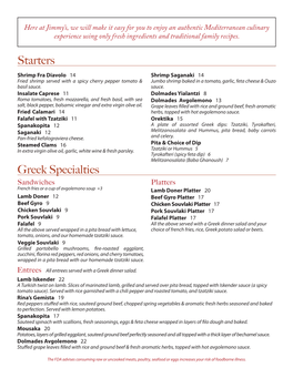 Starters Greek Specialties