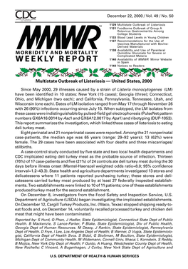 Multistate Outbreak of Listeriosis — United States, 2000