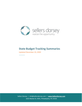 State Budget Tracking Summaries Updated December 23, 2020