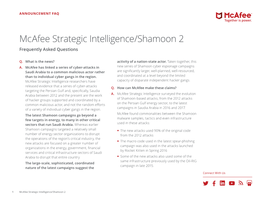 Mcafee Strategic Intelligence/Shamoon 2 Frequently Asked Questions