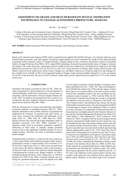 Assessment of Grassland Health Based on Spatial Inforation Technology in Changji Autonomous Prefecture, Xinjiang