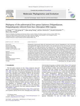 Phylogeny of the Paleotropical Fern Genus Lepisorus (Polypodiaceae, Polypodiopsida) Inferred from Four Chloroplast DNA Regions