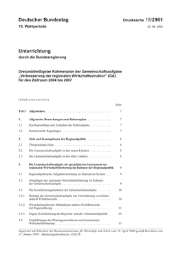 Deutscher Bundestag Unterrichtung