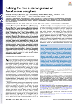 Defining the Core Essential Genome of Pseudomonas Aeruginosa