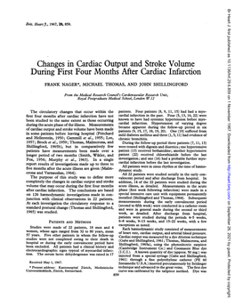 Changes in Cardiac Output and Stroke Volume During First Four Months After Cardiac Infarction