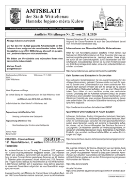 Amtsblatt Wittichenau Vom 20.11.2020