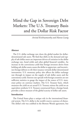 Mind the Gap in Sovereign Debt Markets: the U.S. Treasury Basis and the Dollar Risk Factor