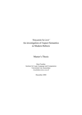 Avir' an Investigation of Aspect Semantics in Modern Hebrew