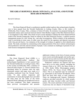 The Great Hopewell Road: New Data, Analysis, and Future Research Prospects