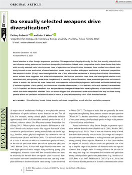 Do Sexually Selected Weapons Drive Diversification?