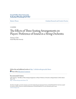 The Effects of Three Seating Arrangements on Players’ Preference of Sound in a String Orchestra